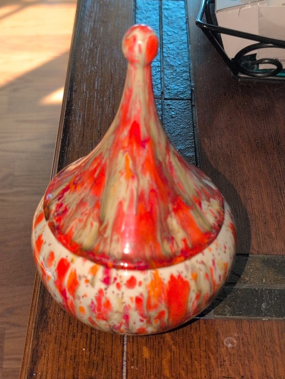 MCM Ceramic Decorative Jar in Red and Cream